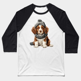 Winter Brittany Dog Baseball T-Shirt